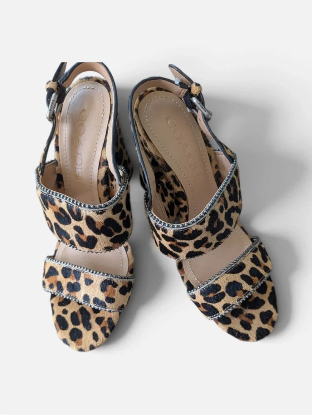 COACH RYLIE SANDALS: NATURAL LEOPARD Calf hair size 5.5